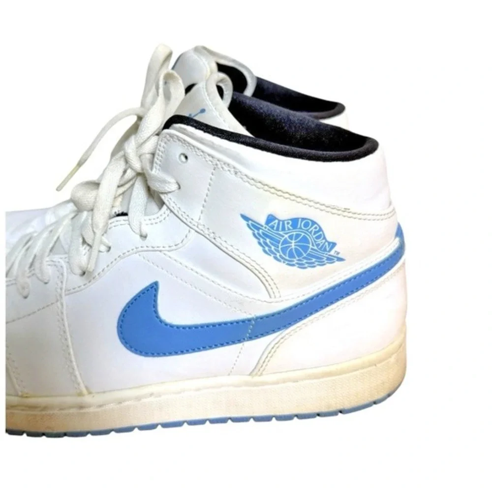 Nike Air Jordan 1 Mid Mens 11 Pre-Owned Sneakers White Legend Blue 554724-127